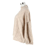 dgy ディージーワイ プルオーバー レディース 長袖 通販 シャツ ブラウス カットソー ボリューム袖 バルーン袖 スタンドネック スタンドカラー ゆったり 体型カバー 肩落ち フリル襟