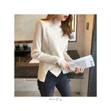 ニットセーター 通販 セーター ハーフタートルネックセーター 長袖 サイドボタン ニットトップス カジュアル シンプル レディース 大人 女性 おしゃれ ニット かわいい 可愛い