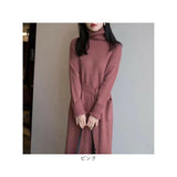 ニットワンピース ロング レディース 通販 ニット ワンピース ワンピ セーター 長袖 ロング丈 タートルネック ハイネック ポケット ゆったり カジュアル 体型カバー シンプル 秋 冬