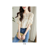 レディース カットソー レース 刺繍 通販 Tシャツ チュニック ブラウス ロングTシャツ ゆったり ロング丈 ロング 長袖 切り替え 透かし編み ぽわん袖 コットン 綿 春 夏 透け感 大人
