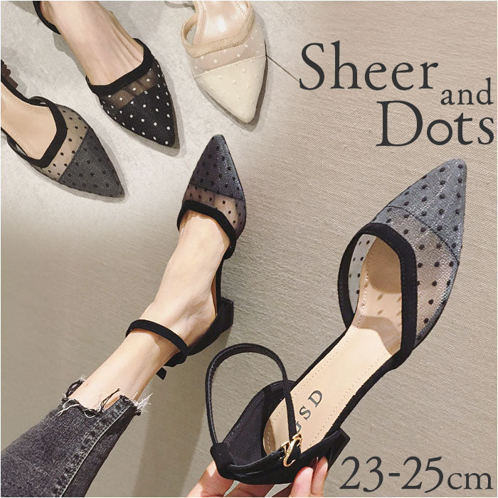 Dior J'ADIOR ドットシースルーストラップパンプス