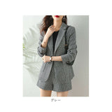 ジャケット ショートパンツ セットアップ 通販 パンツスーツ 上下セット キュロットスーツ レディース ショート丈 カジュアル グレンチェック 千鳥格子 セレモニースーツ ビジネススーツ