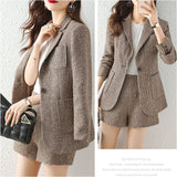 ジャケット ショートパンツ セットアップ 通販 パンツスーツ 上下セット キュロットスーツ レディース ショート丈 カジュアル グレンチェック 千鳥格子 セレモニースーツ ビジネススーツ