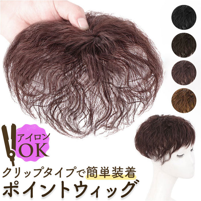前髪ウィッグ人毛100%ヘアピース部分ウィッグ頭頂部エアリー ダーク 