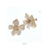 イヤリング サン宝石 通販 耳飾り ネジバネ式 アクセサリー サンホ ER-460 ビーズのお花イヤリング ビーズ お花 フラワー キラキラ おしゃれ かわいい きれいめ シンプル 大人可愛い