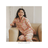 パジャマ レディース 長袖 通販 寝巻き 寝間着 ナイトウェア ルームウェア 綿100% コットン 前開き ダブルガーゼ 秋 冬 長ズボン 柔らかい 旅行 お泊り 入院 セットアップ 上下 部屋着