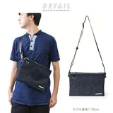 サコッシュ メンズ ブランド 通販 INNFITH インフィス 55736 デニムサコッシュ コットン100% ブランド INNFITH インフィス レディース B5 iPad シンプル たっぷり 収納 3分割 ファスナー マグネット 撥水性 ビジネス 色落ちしにくい 摩擦堅牢度