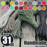 パラコード 4mm 通販 7芯 31m 31メートル パラシュートコード キャンプ ロープ アウトドア テント タープ 張り綱 屋外 野外 クラフト ハンドメイド 手作り ストラップ ブレスレット 柔らかい やわらかい 編みやすい ポリプロピレン ポリエステル テントアクセサリー