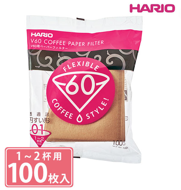 コーヒーフィルター ハリオ HARIO 通販 ペーパーフィルター コーヒー 珈琲 ペーパー ドリッパー フィルター ドリップ coffee 円すい形 無漂白 みさらし パルプ100% コーヒー豆 1~2杯用 100枚入り V60 専用