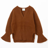 MIND マインド ラクーン シルクニット 通販 セーター キーネックニット 重ね着 レイヤード シルク ニット ドロップショルダー シルクウール キーネック 保温性 あたたかい 暖かい 袖 長め