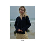 MIND マインド ラクーン シルクニット 通販 セーター キーネックニット 重ね着 レイヤード シルク ニット ドロップショルダー シルクウール キーネック 保温性 あたたかい 暖かい 袖 長め