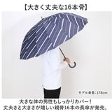 長傘 65cm 16本骨 メンズ 通販 雨傘 傘 かさ カサ アンブレラ メンズ傘 グラスファイバー骨 丈夫 風に強い 骨が多い カジュアル かっこいい 紳士 男性 ギフト 贈り物 雨の日 雨 通勤 通学