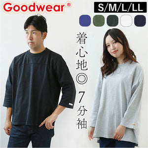 Goodwear グッドウェア 7分袖 tシャツ 通販 Tシャツ ロンT ロングシャツ シャツ 着回し 切り替え ロング ロング丈 切替 USA コットン シンプル 無地 メンズ レディース ユニセックス