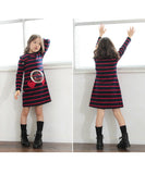 キッズ ワンピース 女の子 長袖 通販 キッズワンピース 10001714 長袖ワンピース 冬 秋冬 ボーダー ハート ポケット付き しましま 綿 コットン ナチュラル おしゃれ 可愛い オシャレ