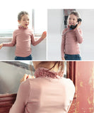 女の子 キッズ 長袖 Tシャツ 通販 ロンT 10002437 長袖Tシャツ カットソー ハイネック くしゅくしゅ タートルネック 無地 おしゃれ かわいい オシャレ 可愛い こども 女子 小学生