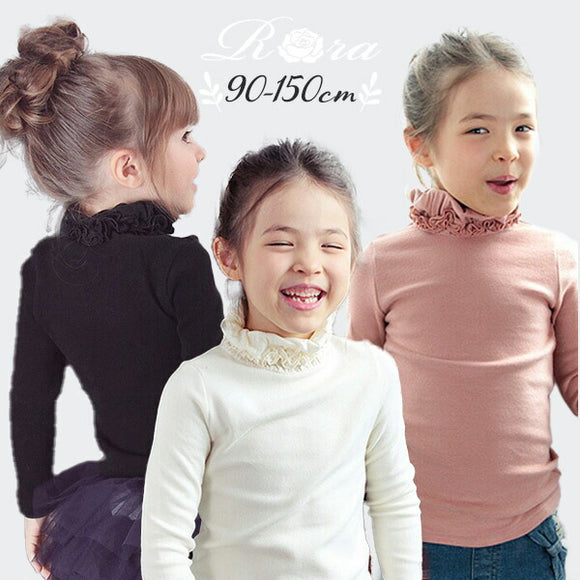 女の子 キッズ 長袖 Tシャツ 通販 ロンT 10002437 長袖Tシャツ カットソー ハイネック くしゅくしゅ タートルネック 無地 おしゃれ かわいい オシャレ 可愛い こども 女子 小学生