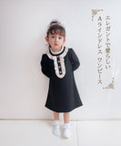 ワンピース キッズ 長袖 通販 ドレスワンピース 10002523 子供 ドレス 女の子 結婚式 パーティ 発表会 卒園式 入園式 入学式 七五三 フリル Aライン 黒 ブラック かわいい オシャレ