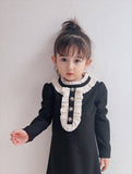 ワンピース キッズ 長袖 通販 ドレスワンピース 10002523 子供 ドレス 女の子 結婚式 パーティ 発表会 卒園式 入園式 入学式 七五三 フリル Aライン 黒 ブラック かわいい オシャレ