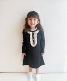 ワンピース キッズ 長袖 通販 ドレスワンピース 10002523 子供 ドレス 女の子 結婚式 パーティ 発表会 卒園式 入園式 入学式 七五三 フリル Aライン 黒 ブラック かわいい オシャレ