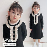 ワンピース キッズ 長袖 通販 ドレスワンピース 10002523 子供 ドレス 女の子 結婚式 パーティ 発表会 卒園式 入園式 入学式 七五三 フリル Aライン 黒 ブラック かわいい オシャレ