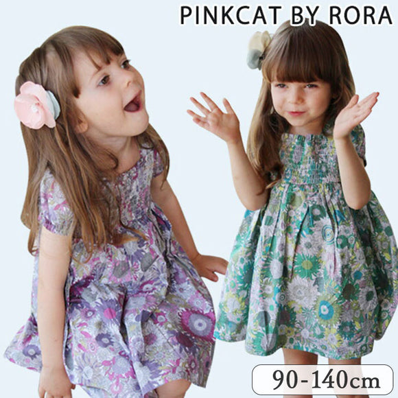 Rora ワンピース キッズ 通販 ローラ ワンピ スビー 半袖 花柄 フラワー お花 綿100% コットン100 夏服 春 夏 カジュアル ナチュラル かわいい おしゃれ 女の子 女子 子供 子ども こども