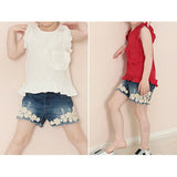 ショートパンツ キッズ 女の子 通販 デニムパンツ 10002752 デニムショートパンツ ハーフパンツ デニム パンツ 短パン お花 パール オシャレ 可愛い おしゃれ かわいい ナチュラル