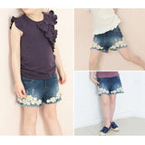 ショートパンツ キッズ 女の子 通販 デニムパンツ 10002752 デニムショートパンツ ハーフパンツ デニム パンツ 短パン お花 パール オシャレ 可愛い おしゃれ かわいい ナチュラル