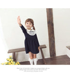 ワンピース キッズ 長袖 通販 ドレスワンピース 10002866 子供 ドレス 女の子 卒園式 入園式 入学式 結婚式 パーティ 発表会 七五三 丸襟 レース 紺 ネイビー かわいい オシャレ 可愛い