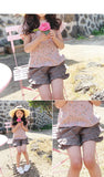 Rora ショートパンツ キッズ 通販 ローラ ハーフパンツ ライン フリル コットンリネン 綿麻 ナチュラル シンプル 夏服 春 秋 ボトムス かわいい おしゃれ 女の子 女子 子供 子ども こども
