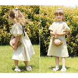 Rora ワンピース キッズ 通販 ローラ ワンピ ナチューラ 半袖 パフスリーブ 無地 コットンリネン 綿麻 夏服 春 夏 カジュアル ナチュラル かわいい おしゃれ 可愛い オシャレ 女の子
