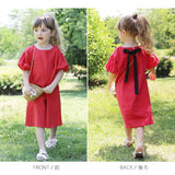Rora ワンピース キッズ 通販 ローラ ワンピ ナチューラ 半袖 パフスリーブ 無地 コットンリネン 綿麻 夏服 春 夏 カジュアル ナチュラル かわいい おしゃれ 可愛い オシャレ 女の子