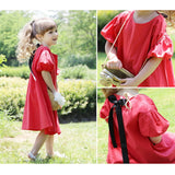 Rora ワンピース キッズ 通販 ローラ ワンピ ナチューラ 半袖 パフスリーブ 無地 コットンリネン 綿麻 夏服 春 夏 カジュアル ナチュラル かわいい おしゃれ 可愛い オシャレ 女の子