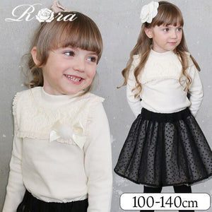 女の子 キッズ 長袖 Tシャツ 通販 ロンT 10006035 長袖Tシャツ カットソー レース スクエアカラー おしゃれ かわいい オシャレ 可愛い フォーマル カジュアル 春 秋 冬 こども 女子