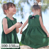 Rora ワンピース キッズ 通販 ローラ ワンピ パピヨン ノースリーブ 袖なし バックリボン 無地 コットンリネン 綿麻 夏服 春 夏 カジュアル ナチュラル かわいい おしゃれ 女の子 子ども