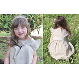 Rora ワンピース キッズ 通販 ローラ リネンワンピース ノエル 半袖 フリル レース 無地 コットンリネン 綿麻 夏服 夏 カジュアル ナチュラル かわいい おしゃれ 女の子 女子 子供 子ども