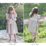Rora ワンピース キッズ 通販 ローラ リネンワンピース ノエル 半袖 フリル レース 無地 コットンリネン 綿麻 夏服 夏 カジュアル ナチュラル かわいい おしゃれ 女の子 女子 子供 子ども