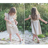 Rora ワンピース キッズ 通販 ローラ リネンワンピース ノエル 半袖 フリル レース 無地 コットンリネン 綿麻 夏服 夏 カジュアル ナチュラル かわいい おしゃれ 女の子 女子 子供 子ども