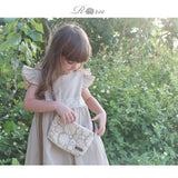 Rora ワンピース キッズ 通販 ローラ リネンワンピース ノエル 半袖 フリル レース 無地 コットンリネン 綿麻 夏服 夏 カジュアル ナチュラル かわいい おしゃれ 女の子 女子 子供 子ども