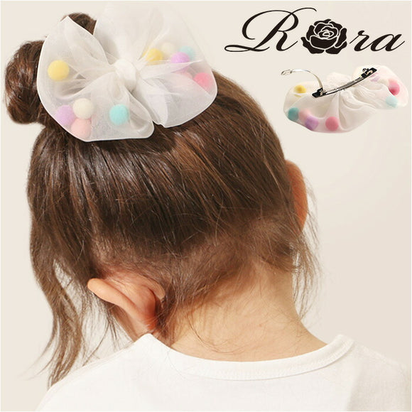 RORA ヘアクリップ 通販 ローラ ボニー ヘアークリップ ヘアアクセサリー 髪飾り キッズ 子供 子ども こども リボン ポンポン 大きめ しっかり かわいい おしゃれ 女の子 女子 入園式