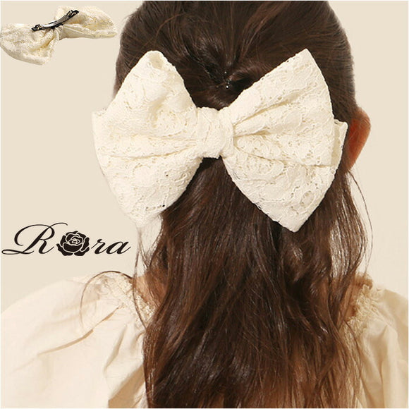 RORA ヘアクリップ 通販 ローラ エリザ バレッタ ヘアアクセサリー 髪飾り キッズ 子供 子ども こども リボン レース 大きめ しっかり かわいい おしゃれ 女の子 女子 入園式 卒園式