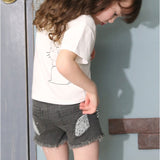 Rora ショートパンツ 通販 ローラ エステラ ハーフパンツ 短パン デニムパンツ デニム キッズ 子供 こども 子ども 女の子 女子 パール レース おしゃれ かわいい オシャレ 可愛い