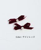 Rora ヘアクリップ キッズ 2個セット 通販 マロン リボン ミニ パール ベロア ヘアークリップ 髪どめ 髪留め ヘアアクセサリー 髪飾り 子供 女の子 大人っぽい 卒園式 入学式 結婚式