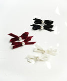 Rora ヘアクリップ キッズ 2個セット 通販 マロン リボン ミニ パール ベロア ヘアークリップ 髪どめ 髪留め ヘアアクセサリー 髪飾り 子供 女の子 大人っぽい 卒園式 入学式 結婚式