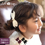 Rora ヘアクリップ キッズ 2個セット 通販 マロン リボン ミニ パール ベロア ヘアークリップ 髪どめ 髪留め ヘアアクセサリー 髪飾り 子供 女の子 大人っぽい 卒園式 入学式 結婚式