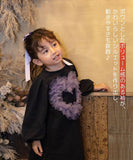 Rora ワンピース 通販 ムラサキ ハートワンピース 子供服 キッズワンピース 長袖 カジュアル ハート レース 女の子 キッズ 子供 こども 子ども お出かけ フォーマル おしゃれ かわいい