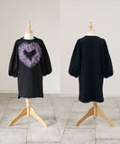 Rora ワンピース 通販 ムラサキ ハートワンピース 子供服 キッズワンピース 長袖 カジュアル ハート レース 女の子 キッズ 子供 こども 子ども お出かけ フォーマル おしゃれ かわいい