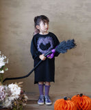 Rora ワンピース 通販 ムラサキ ハートワンピース 子供服 キッズワンピース 長袖 カジュアル ハート レース 女の子 キッズ 子供 こども 子ども お出かけ フォーマル おしゃれ かわいい