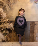 Rora ワンピース 通販 ムラサキ ハートワンピース 子供服 キッズワンピース 長袖 カジュアル ハート レース 女の子 キッズ 子供 こども 子ども お出かけ フォーマル おしゃれ かわいい