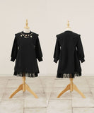 Rora ワンピース 通販 ダリア ストーンワンピース 子供服 キッズワンピース 長袖 カジュアル チュール レース 女の子 キッズ 子供 こども 子ども お出かけ フォーマル おしゃれ かわいい