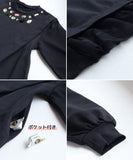 Rora ワンピース 通販 ダリア ストーンワンピース 子供服 キッズワンピース 長袖 カジュアル チュール レース 女の子 キッズ 子供 こども 子ども お出かけ フォーマル おしゃれ かわいい